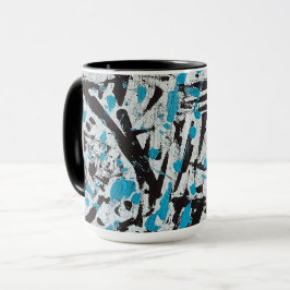 Abstrakten Blått och svart penselavtryck Mugg