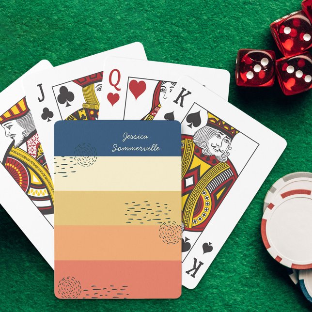 Abstrakten Blått Orange i Färg Blockera Rand Casinokort (Skapare uppladdad)