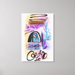 Abstrakten Blommigt för vattenfärg Brushstrokes bl Canvastryck