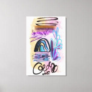Abstrakten Blommigt för vattenfärg Brushstrokes bl Canvastryck