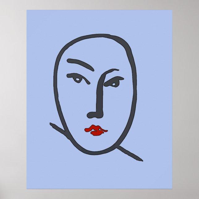 Abstrakten Blue Ansikte Poster (Framsidan)