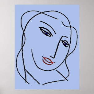 Abstrakten Blue Ansikte Poster