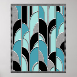Abstrakten Blue Art Deco Stil Poster