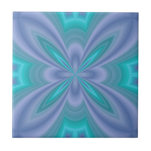 Abstrakten Blue Butterflies Kakelplatta (Framsidan)
