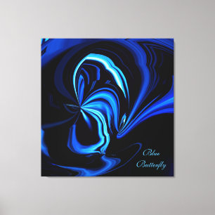 Abstrakten Blue Butterfly Wrapped Canvas Skriv ut