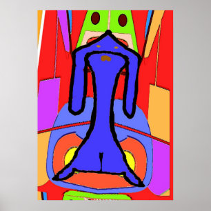 Abstrakten Blue Dachshund Cubism Poster