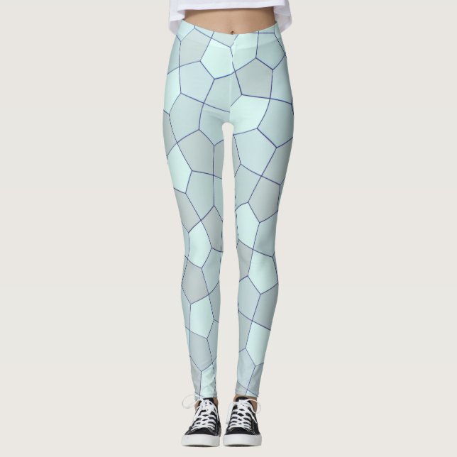Abstrakten Blue Färg Leggings (Framsida)