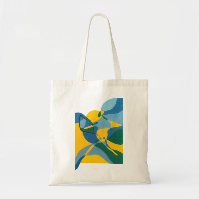 Abstrakten Blue Flow Tote - Minimal Artistic Bag Tygkasse (Framsidan)