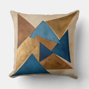 abstrakten Blue, guld och Bronze triangel Kudde