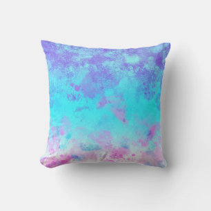 Abstrakten Blue Lila Rosa Paint Stänk Pastel  Kudde
