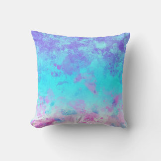 Abstrakten Blue Lila Rosa Paint Stänk Pastel Kudde