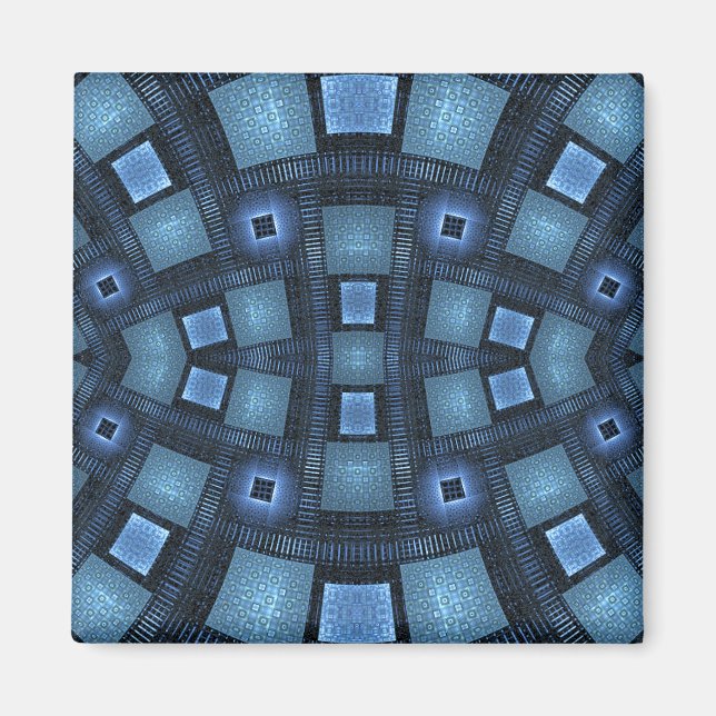 Abstrakten Blue Moves Geometric Mönster Magnet (Framsidan)