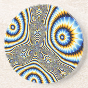 Abstrakten Blue och Guld Alien Ögon Underlägg Sandsten