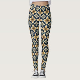 Abstrakten Blue och Guld Leggings