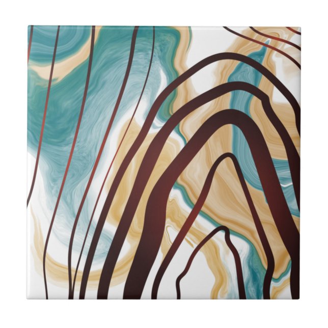 Abstrakten Blue och Guld Marble Wood Grain Kakelplatta (Framsidan)