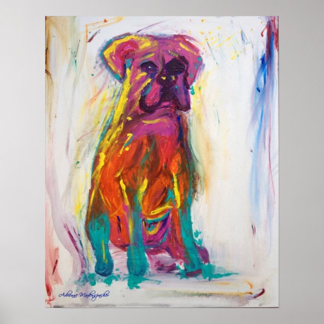 Abstrakten Boxer Hund Poster (Framsidan)