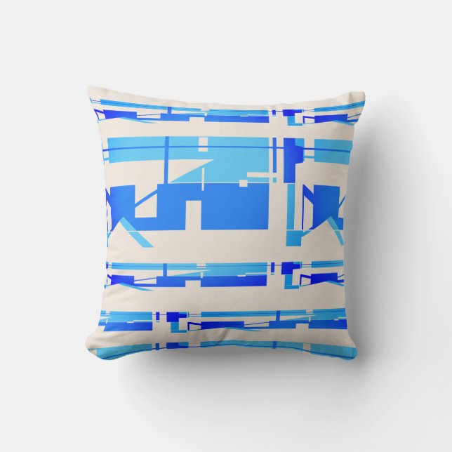 Abstrakten Bright Blue Beige Southwest look Mosaic Kudde (Framsida)