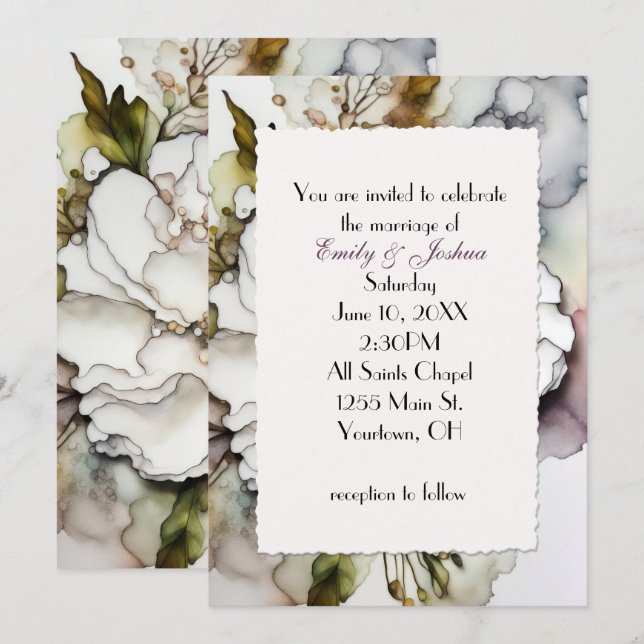 Abstrakten Bröllop-alkohol Bläck Inbjudningar (Fram/baksida)