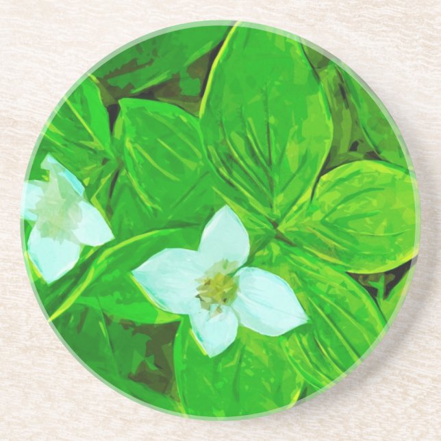 Abstrakten Bunchberry White Wildblomma Underlägg (Framsidan)