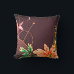 Abstrakten Burgundy Vin Artistic Blommigt Designer Kudde<br><div class="desc">Burgundy dekorativ kudde har en snyggt designer botanisk blommigt som har en enkel konstnärlig bakgrund i en burgundisk färg-palett med orange och grönt. En lagrad design med orange och rosa linjer och cirkelformade former med snyggtens rosa baksida, som alla presenteras på en baksida av burgundisk vin-färgad. Inslagen med lager skapar...</div>
