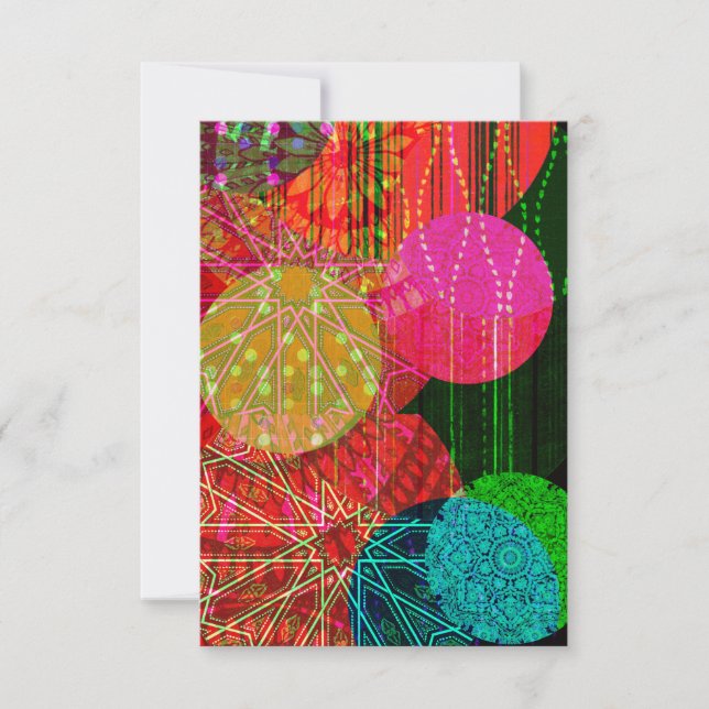 Abstrakten Bursting Mönster Circles Art Birthday C Inbjudningar (Framsida)