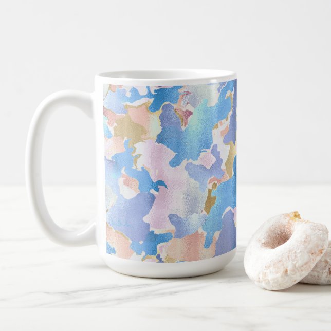 Abstrakten Camouflage Metallic Rosa Blue Guld Kaffemugg (Med munk)