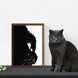 Abstrakten Cat Profile Silhouette är oinramad Fototryck