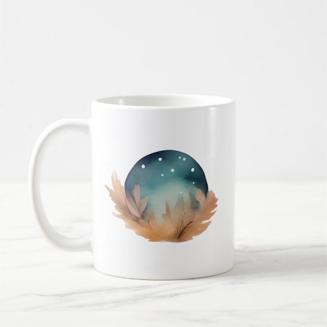 Abstrakten Celestial Nest Watercolor Kaffemugg (Vänster)