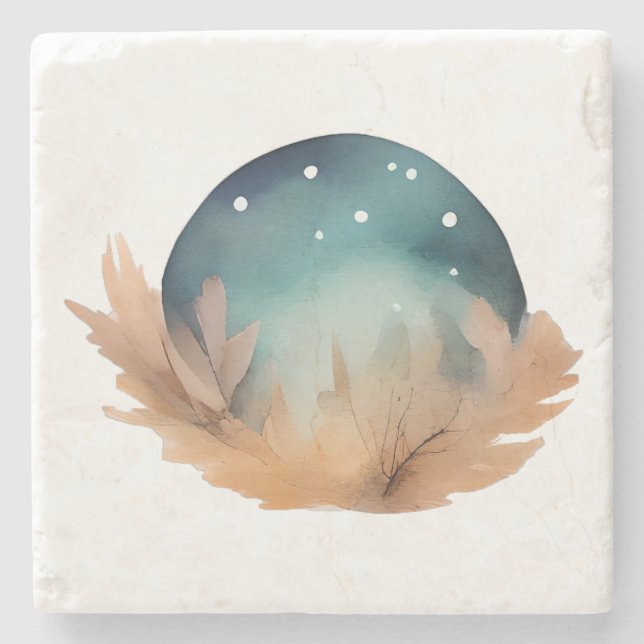 Abstrakten Celestial Nest Watercolor Stenunderlägg (Framsidan)