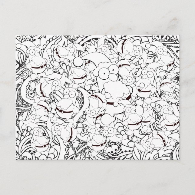 Abstrakten Coloring jul Santa Mandala Vykort (Framsida)