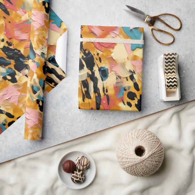  Abstrakten Coral Aqua Guld Presentpapper (Hantverk)