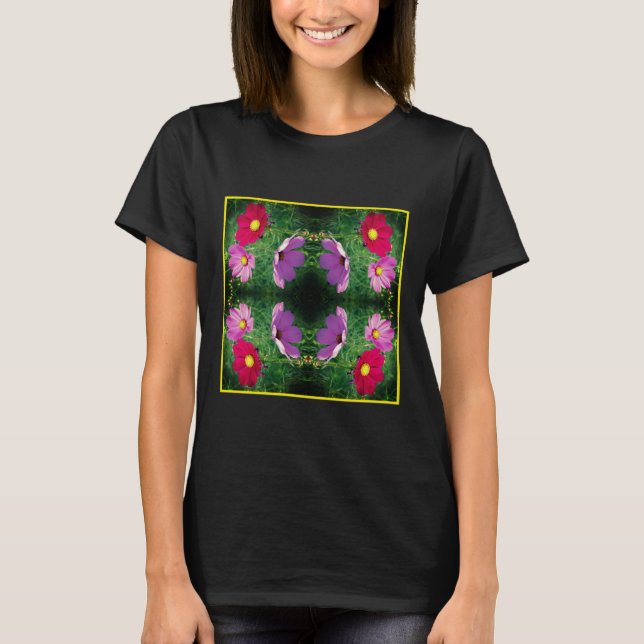 Abstrakten Cosmos Flower Trio T Shirt (Framsida)