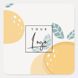 Abstrakten Cute Lemon Grönt Bold Fruktig Citrus Lo Fyrkantigt Klistermärke