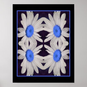 Abstrakten daisy Flower Blue Center Raindros Poster