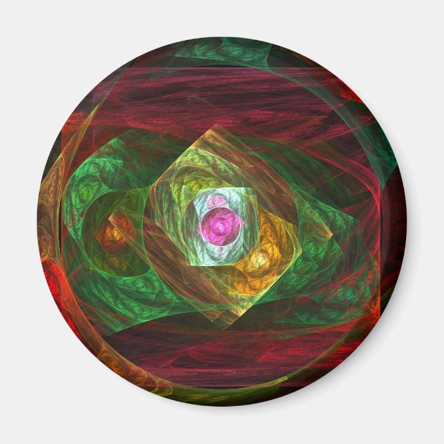 Abstrakten Dynamic Connections Art Round Magnet (Framsidan)
