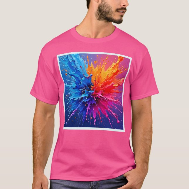 Abstrakten Dynamic Paint Stänk T Shirt (Framsida)