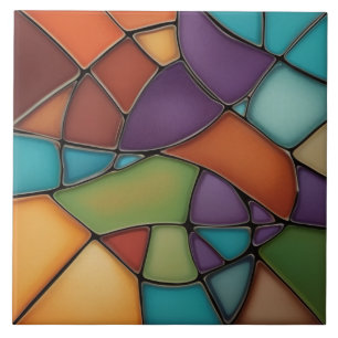 Abstrakten Earth Luft Fire Faux Stached Glass Mosa Kakelplatta
