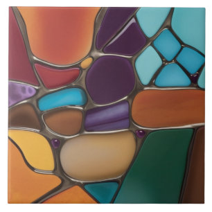 Abstrakten Earth Luft Fire Faux Stached Glass Mosa Kakelplatta