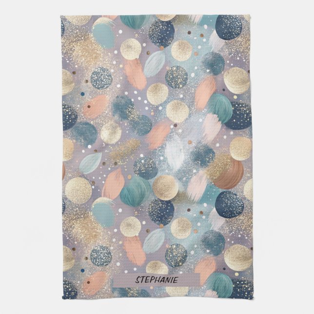 Abstrakten elegant Glitter Dot & Brushstroke Kökshandduk (Vertikal)