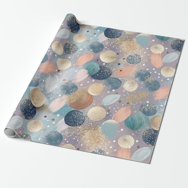 Abstrakten elegant Glitter Dot & Brushstroke Presentpapper (Utrullad)