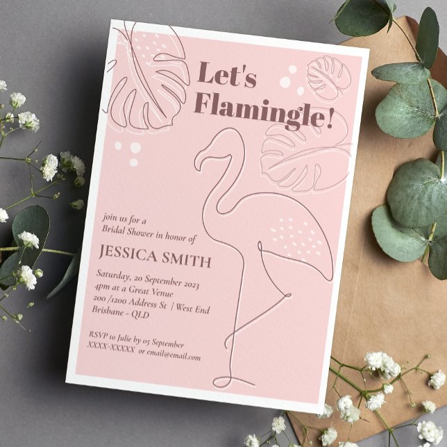 Abstrakten elegant  Möhippan Flamingle Inbjudningar (Skapare uppladdad)
