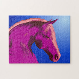 Abstrakten Fantasy Rosa Horse Ansikte Pussel