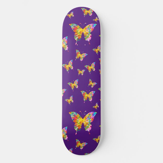 ABSTRAKTEN FÄRGBUTTERFLIK MINI SKATEBOARD BRÄDA 18,5 CM (Framsida)