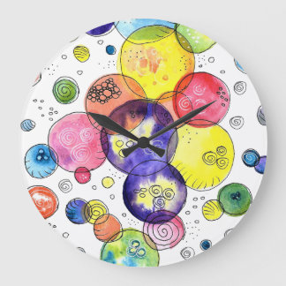 Abstrakten Färgcirklar för vattenfärgen Stor Klocka