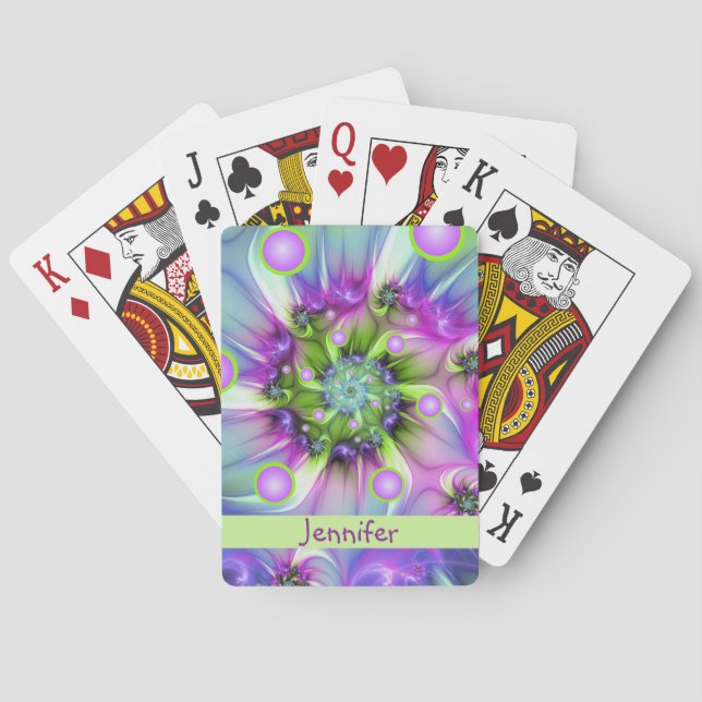 Abstrakten Färgformer i rundade former i Spiral Fr Casinokort (Baksidan)