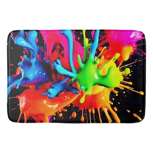 Abstrakten Färgfull Stänk Badrumsmatta (Framsidan)