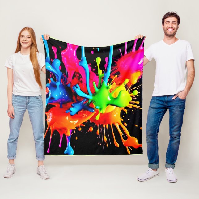 Abstrakten Färgfull Stänk Fleecefilt (På plats)