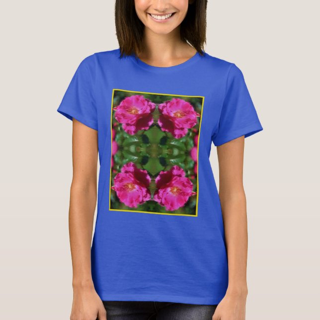Abstrakten Färggrafik i rosa ros T Shirt (Framsida)