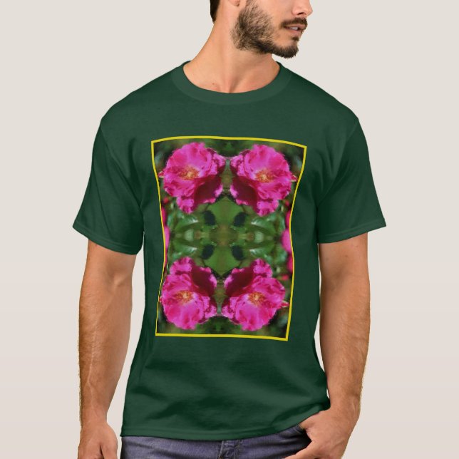 Abstrakten Färggrafik i rosa ros T Shirt (Framsida)