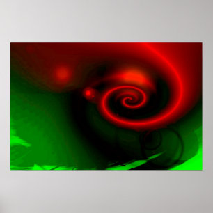 Abstrakten Färgning av röd Grönt Skriv ut - Art Po Poster